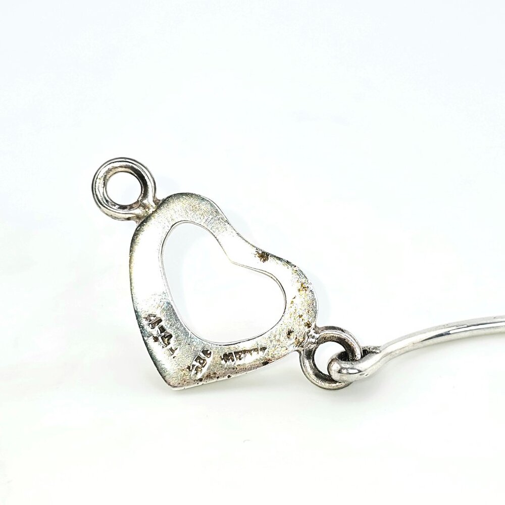 Vintage Mexico Sterling Silver Heart Hook Bangle | .925 | Handcrafted - Picture 6 of 6